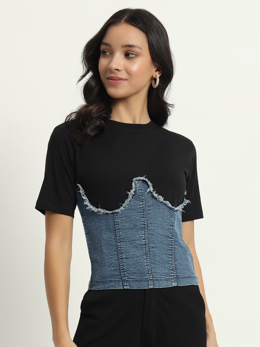 Denim Corset Tee + Top