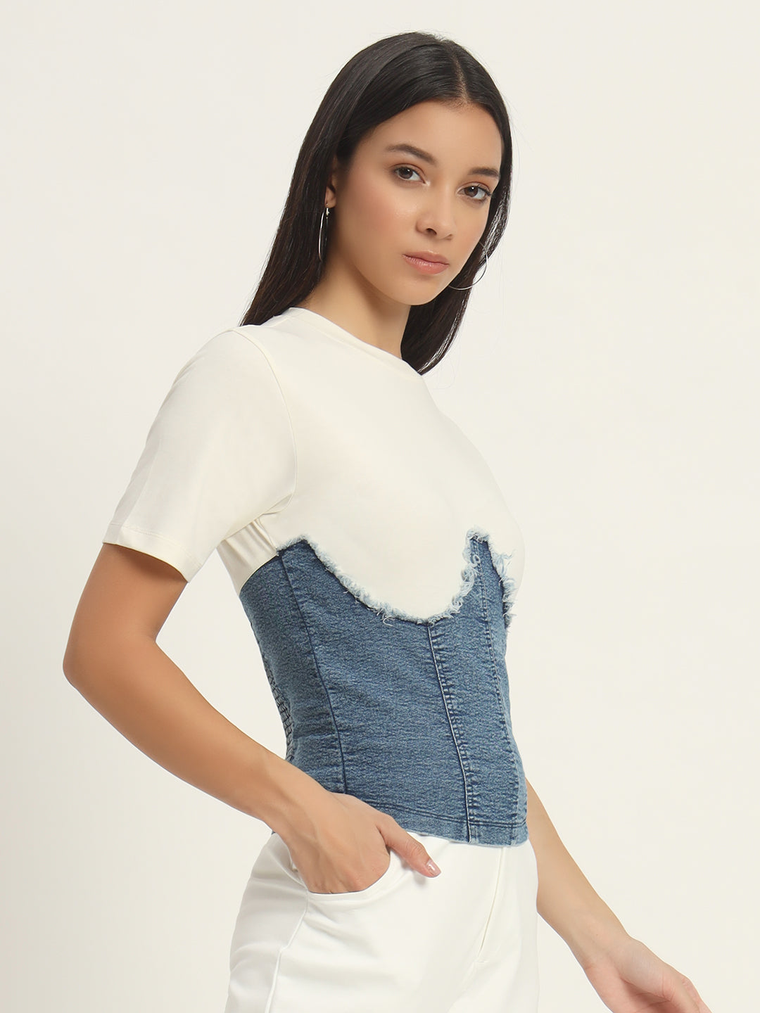 Denim Corset Tee + Top