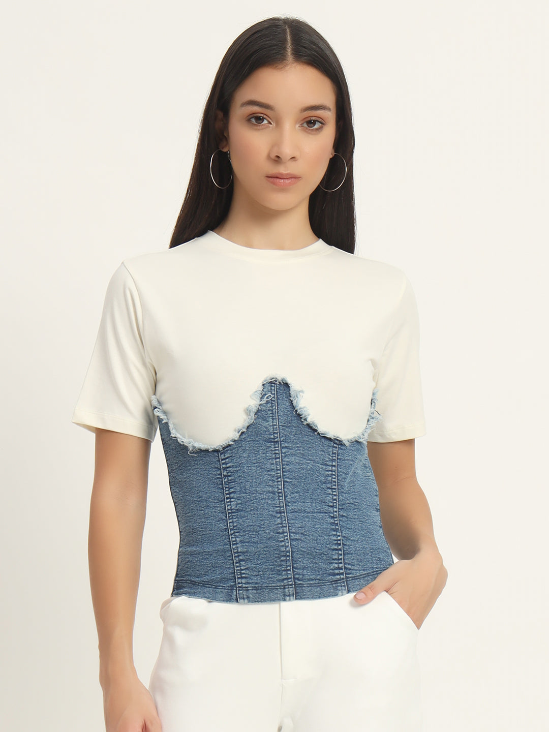 Denim Corset Tee + Top