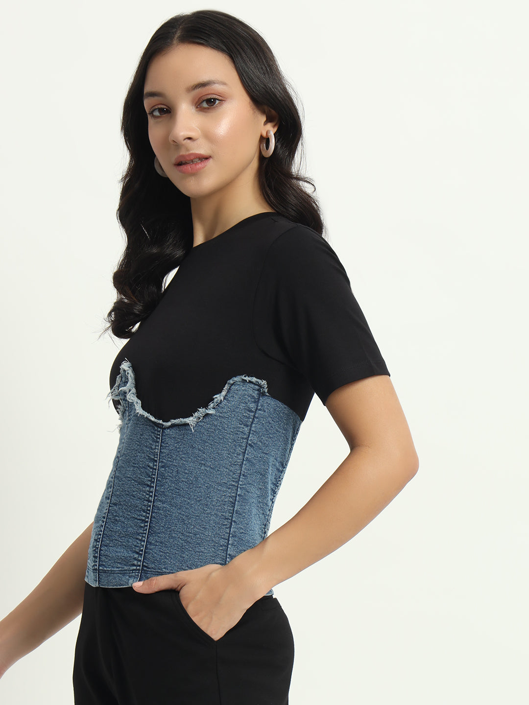 Denim Corset Tee + Top