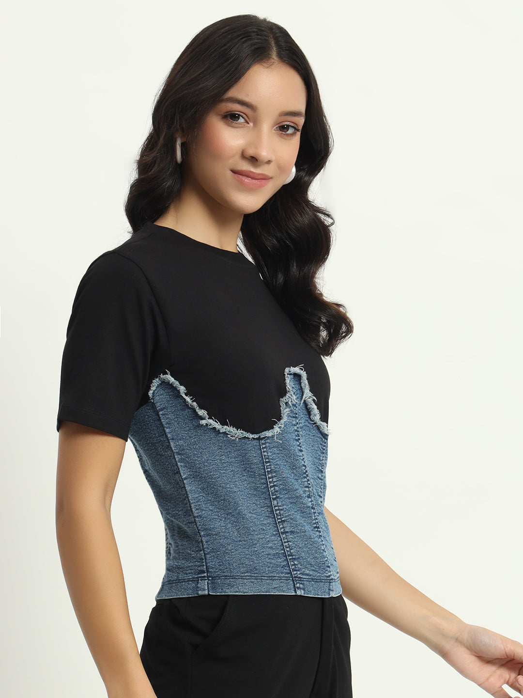 Denim Corset Tee + Top